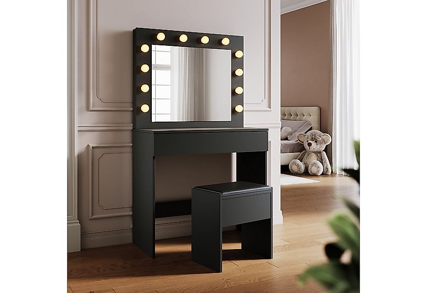 SONNI Schminktisch Moderne schwarze Schminktische, mit Spiegel, Hocker, Sch günstig online kaufen