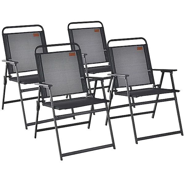 Costway 4er Set Gartenstühle Hochlehner Klappbar Atmungsaktiver Stoff günstig online kaufen