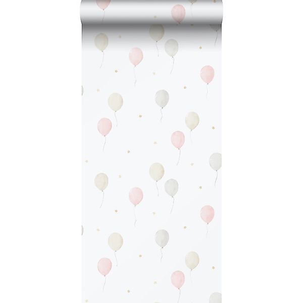 Sanders & Sanders Tapete Luftballon Hellrosa Beige und Weiß 53 cm x 10.05 m günstig online kaufen