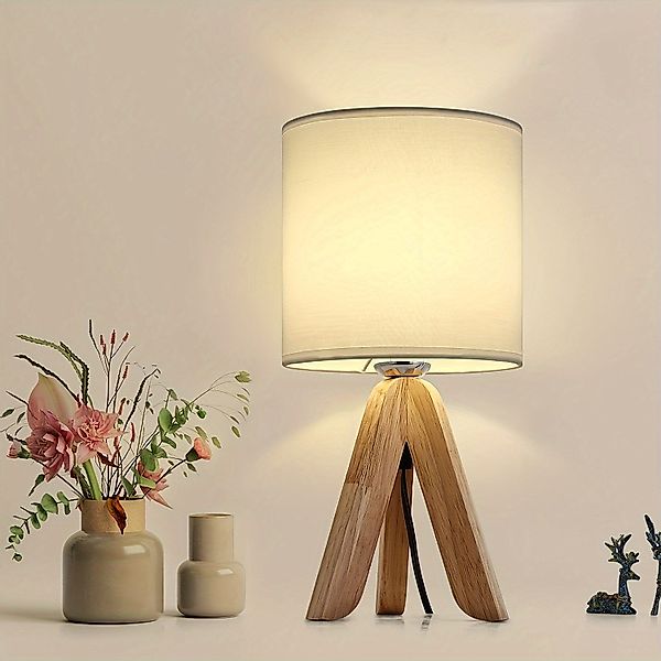 JDONG Nachttischlampe aus Holz, Stativ Tischlampe günstig online kaufen