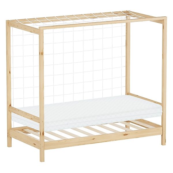 ML-Design Kinderbett Fußballtor 80x160 cm mit Matratze Natur Holz günstig online kaufen