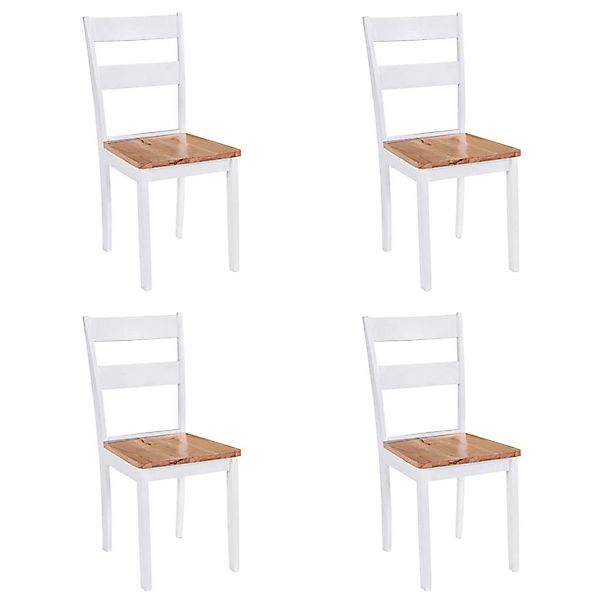 vidaXL Esszimmerstühle 4 Stk Weiß Massivholz Gummibaum 245369 günstig online kaufen