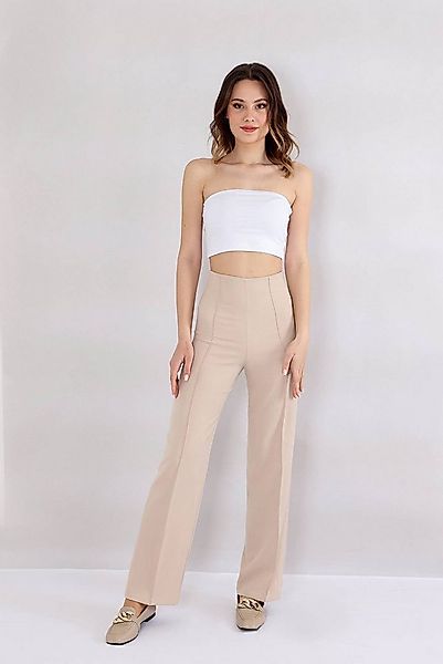 fashionshowcase Bootcuthose Damen Hose Hochtailliert Krepphose - Elegante B günstig online kaufen