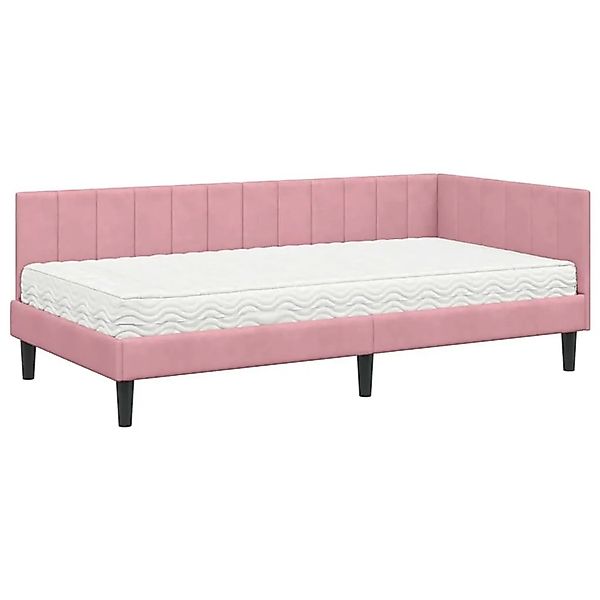 vidaXL Eckbettgestell mit Matratze mit Kopfteil Rosa 100 x 200 cm Samt 3393 günstig online kaufen