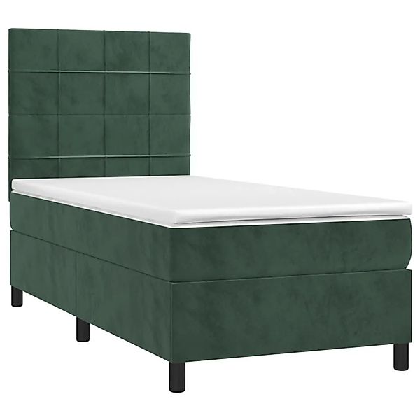 vidaXL Boxspringbett mit Matratze Dunkelgrün 100x200 cm Samt 3143010 günstig online kaufen