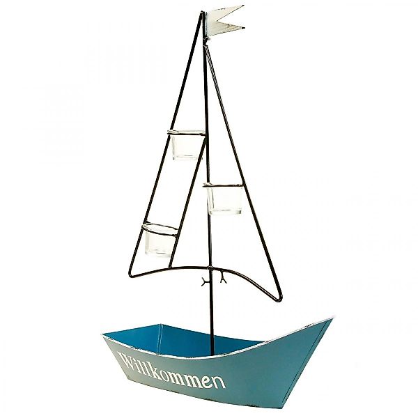 Viana Dekofigur Windlicht "Maritimes Flair" Metallschiff günstig online kaufen