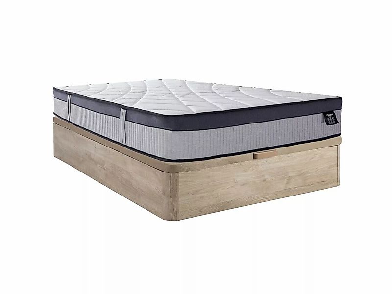 Set aus Bettgestell mit Bettkasten + Matratze - 140 x 190 cm - Hybridmatrat günstig online kaufen