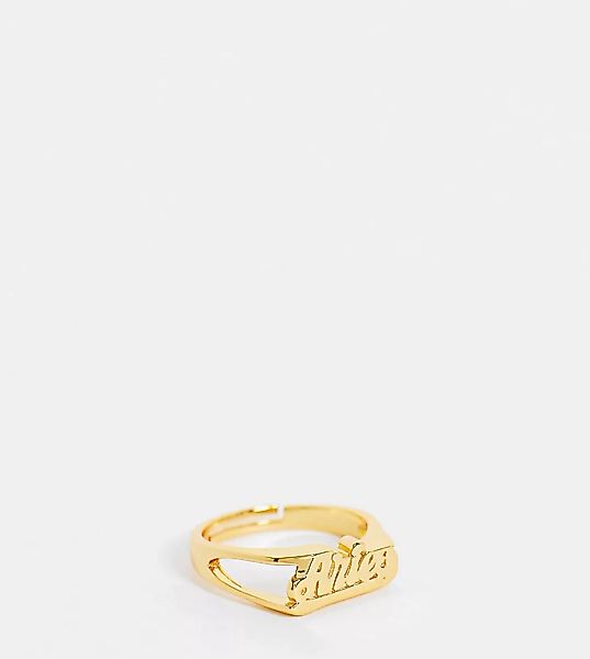 Image Gang Curve – Vergoldeter, verstellbarer Ring mit „Aries“-Widder-Horos günstig online kaufen