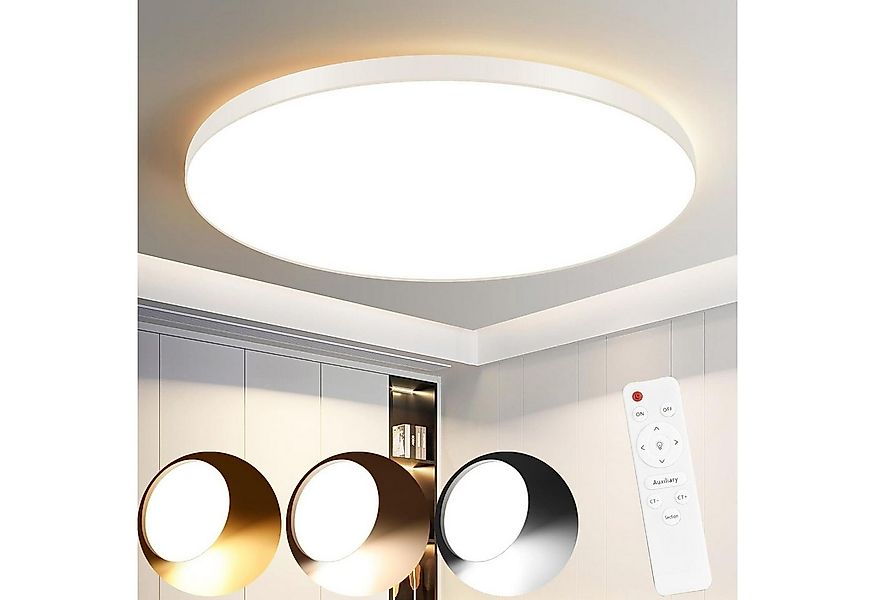 Nettlife LED Panel Schwarz/weiß flach rund Dimmbar Deckenleuchte inkl. Fern günstig online kaufen