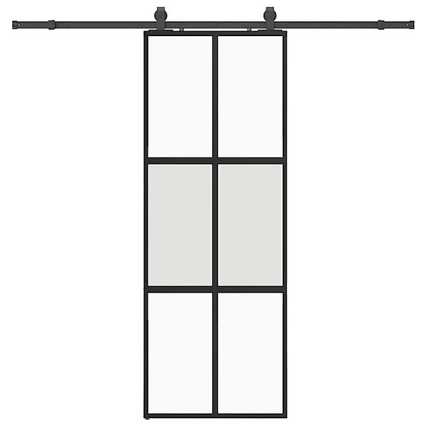 vidaXL Schiebetür mit Beschlag Schwarz 76x205 cm Hartglas 3375963 günstig online kaufen