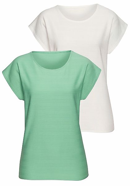 Vivance T-Shirt "mit modischer Streifenstruktur", (Packung), aus weicher Ba günstig online kaufen