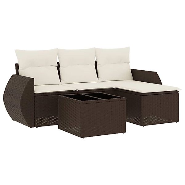 vidaXL 5-Tlg Garten-Sofagarnitur mit Kissen Braun Poly Rattan 3253620 günstig online kaufen