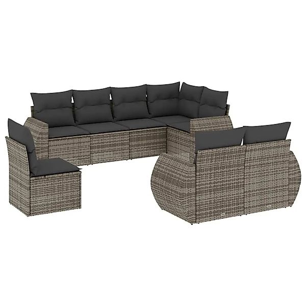 vidaXL 8-Tlg Garten-Sofagarnitur mit Kissen Grau Poly Rattan 3221639 günstig online kaufen