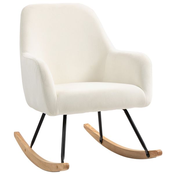 HOMCOM Schaukelstuhl Samtgepolsterter Akzentstuhl, Sessel mit günstig online kaufen