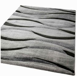 Vimoda Teppich Wohnzimmer hochwertiger Modern Wellenmuster, günstig online kaufen