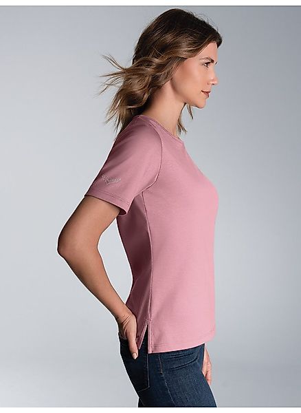 Trigema T-Shirt "TRIGEMA T-Shirt DELUXE Baumwolle mit Kristallsteinen" 1 St günstig online kaufen