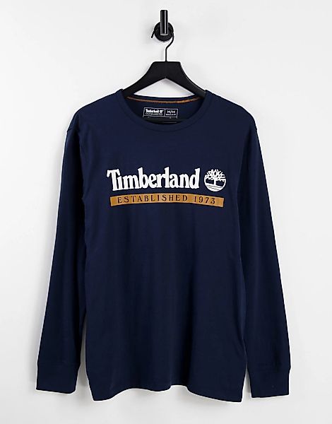 Timberland – Established 1973 – Langärmliges Shirt in Dunkelblau günstig online kaufen