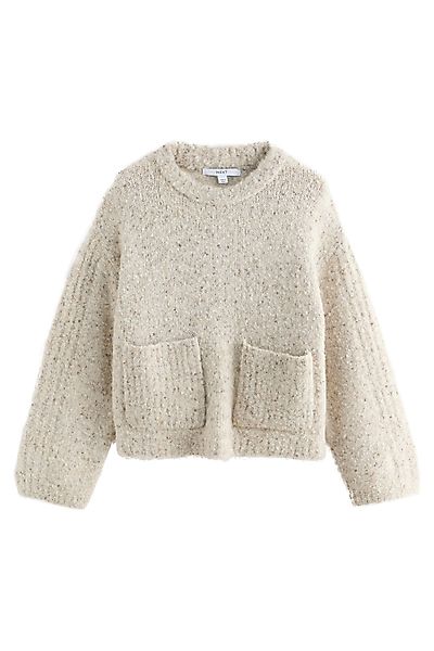 Next Rundhalspullover Bouclé-Rundhalspullover mit Wolle (1-tlg) günstig online kaufen