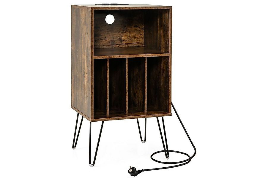COSTWAY Nachttisch, Plattenspieler-Ständer mit Ladestation,48x40x88cm günstig online kaufen