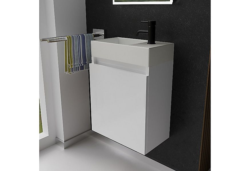 Alpenberger Badmöbel-Set Gäste WC Waschbecken mit Unterschrank - Badschrank günstig online kaufen