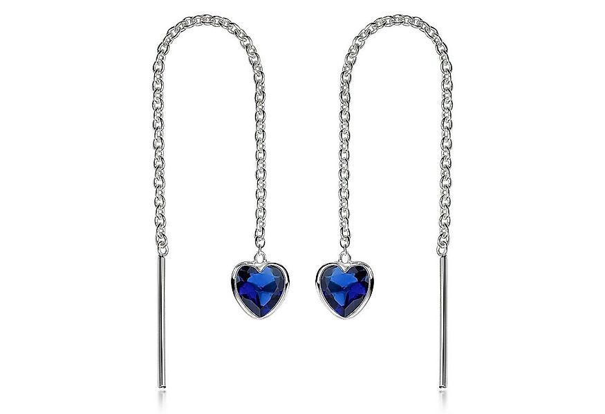 Materia Paar Ohrhänger Damen Silber Herz Zirkonia Dunkelblau filigran SO-48 günstig online kaufen