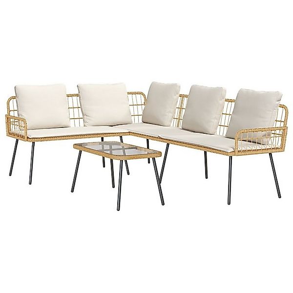 vidaXL Loungesofa 2-teiliges Gartensofaset mit Kissen aus natürlichem Poly- günstig online kaufen