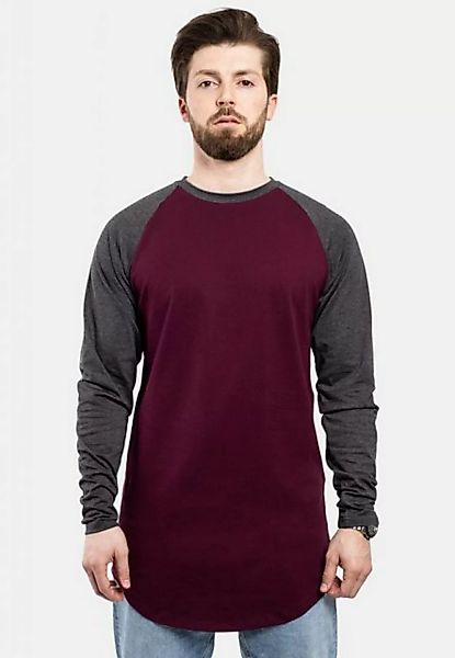 Blackskies T-Shirt Baseball Longshirt T-Shirt Burgundy-Charcoal Medium günstig online kaufen