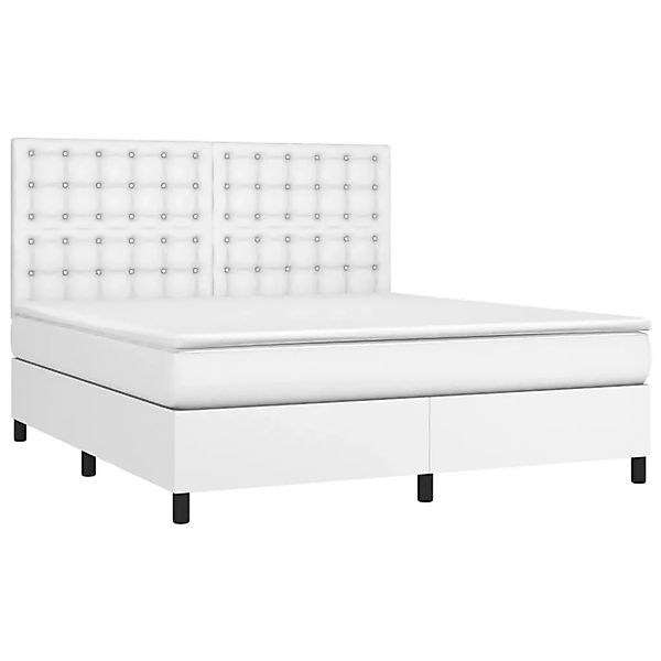 vidaXL Boxspringbett mit Matratze Weiß 160x200 cm Kunstleder 3142852 günstig online kaufen