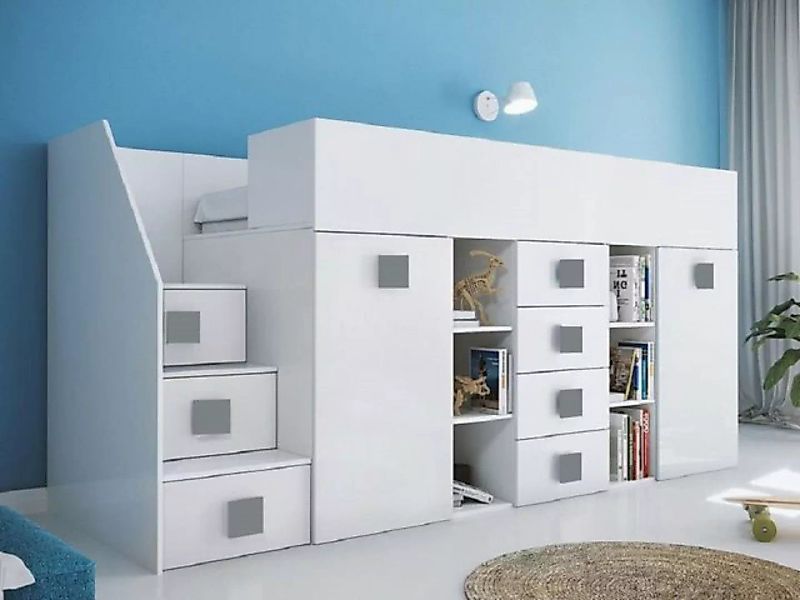 Feldmann-Wohnen Hochbett TOLEDO 3 (Etagenbett mit Schreibtisch + Kleidersch günstig online kaufen