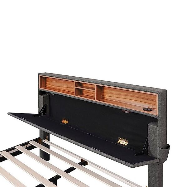 SOFTWEARY Polsterbett mit 2 Schubladen und LED-Beleuchtung (Doppelbett mit günstig online kaufen