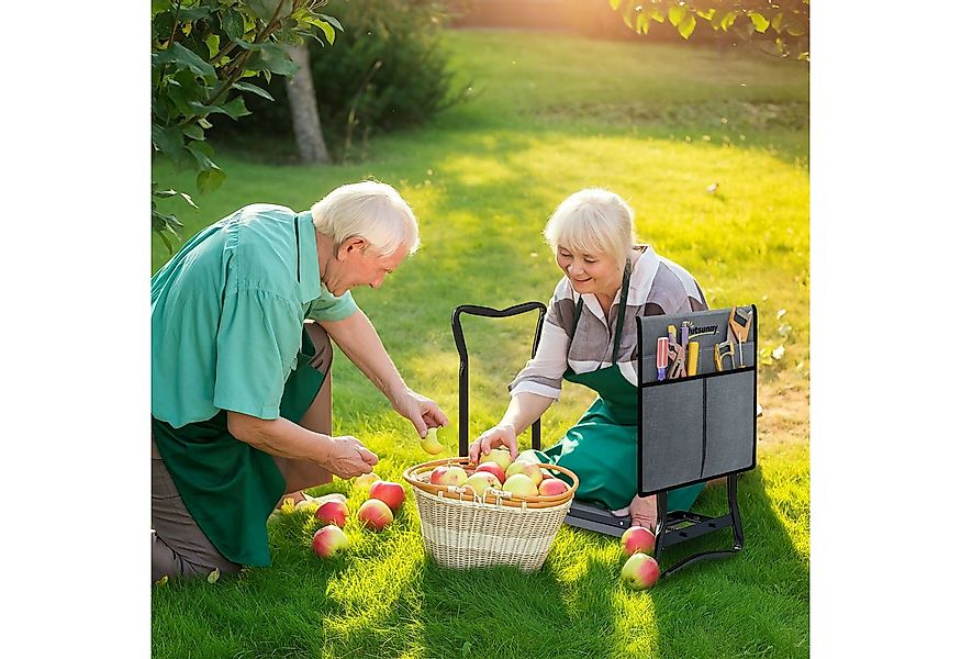 Outsunny Arbeitshocker mit Kniekissen, Werkzeugtaschen, Polsterung (Gartenh günstig online kaufen