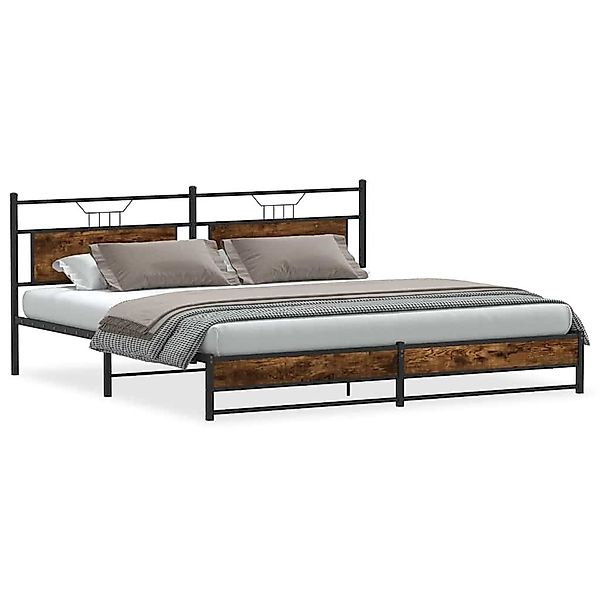 vidaXL Bett Metallbett ohne Matratze Räuchereiche günstig online kaufen