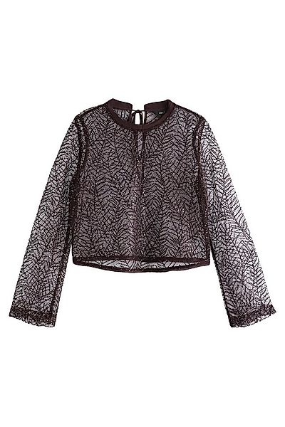 Next Langarmbluse Langärmelige Bluse mit Laubmuster und Pailletten (1-tlg) günstig online kaufen