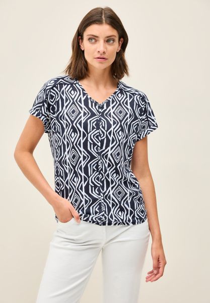 Cecil V-Shirt bestehend aus einem Materialmix günstig online kaufen