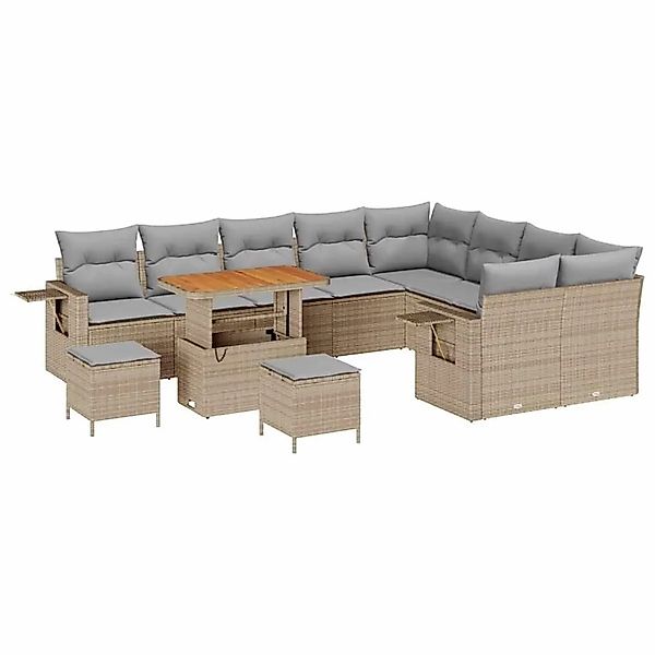 vidaXL Gartensofa-set mit Kissen 12-Tlg Beige und Hellgrau Poly-Rattan 3363 günstig online kaufen