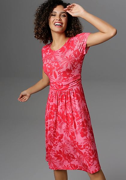 Aniston SELECTED Sommerkleid, mit Palmen und Blüten in Knallfarbe günstig online kaufen