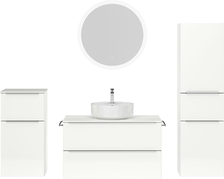 nobilia® Badmöbel-Set »Alvene«, (4 St., vormontiert, mit Soft-Close), Hochg günstig online kaufen