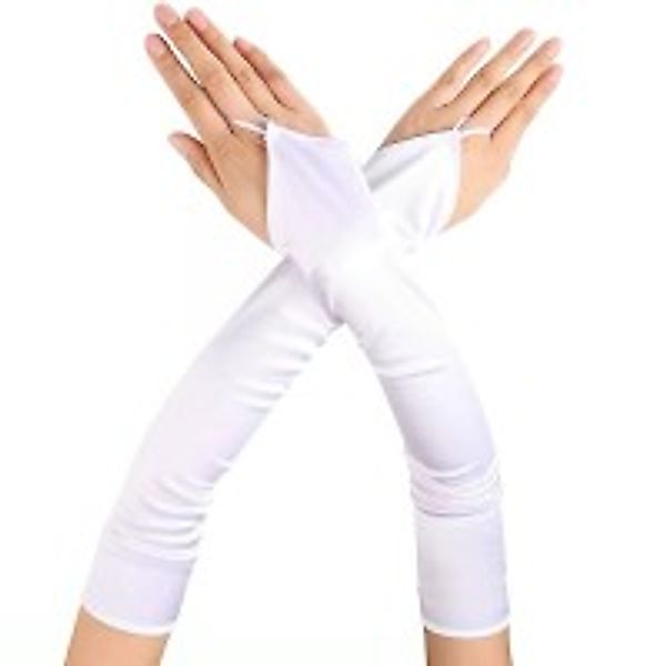 Lange Fäustlinge Satin Gloves Weiß günstig online kaufen