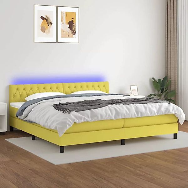 Vidaxl Boxspringbett Mit Matratze & Led Grün 200x200 Cm Stoff günstig online kaufen