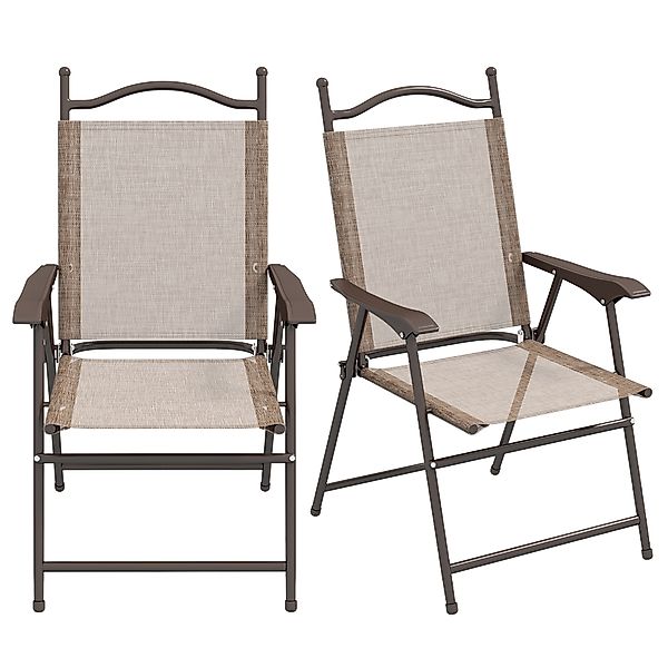 Outsunny Set von 2 Faltbaren Gartenstühlen mit Armlehnen und Atmungsaktivem günstig online kaufen
