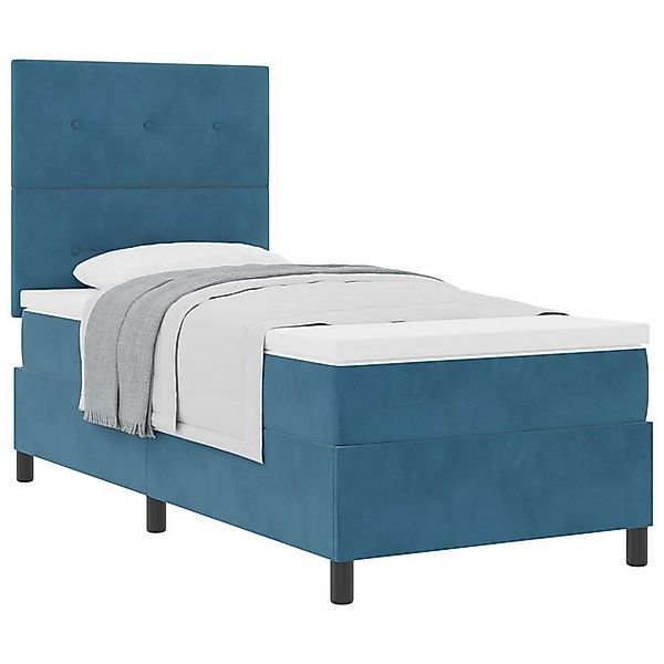 vidaXL Bett Boxspringbett mit Matratze Dunkelblau Einzelvelours (1-tlg) günstig online kaufen