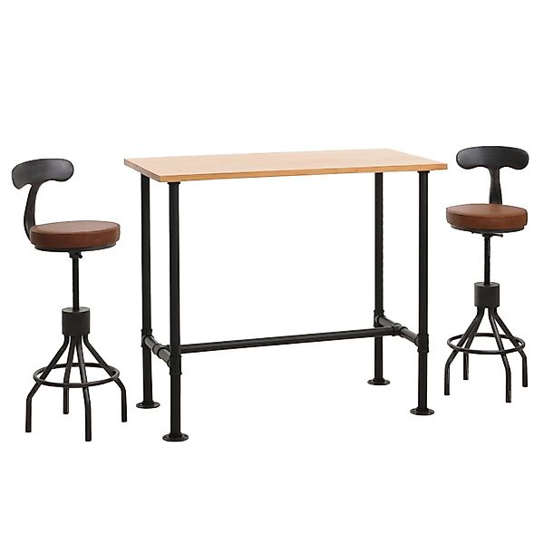 MCW Set Bartisch mit 2x Barhocker N21 Natur Braun günstig online kaufen