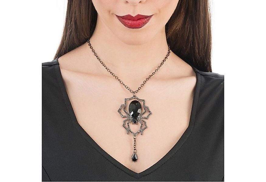 CHAKS Kostüm Halskette 'Spinne mit schwarzem Strass', Silber S günstig online kaufen