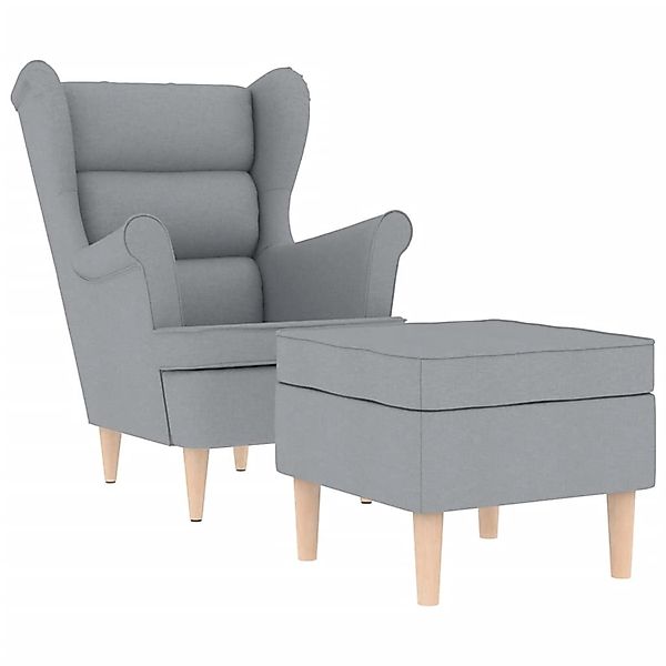 vidaXL Sessel mit Fußhocker Hellgrau Stoff 3307989 günstig online kaufen