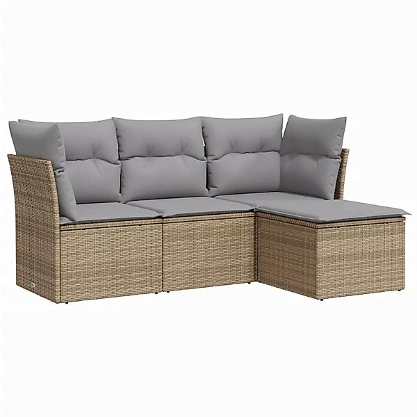vidaXL 4-tlg Garten-Sofagarnitur mit Kissen Beige Poly Rattan Modell 29 günstig online kaufen