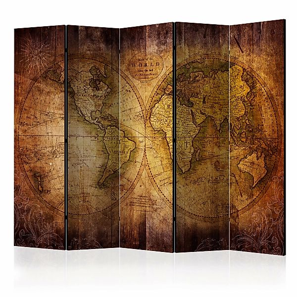 5-teiliges Paravent - World On Old Map Ii [room Dividers] günstig online kaufen