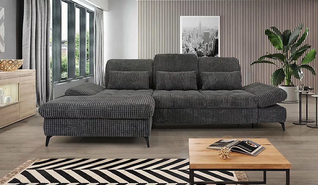 Hygger Möbelhaus Ecksofa Nola L-Form 300 x 170 cm, Sitztiefenverstellung, K günstig online kaufen