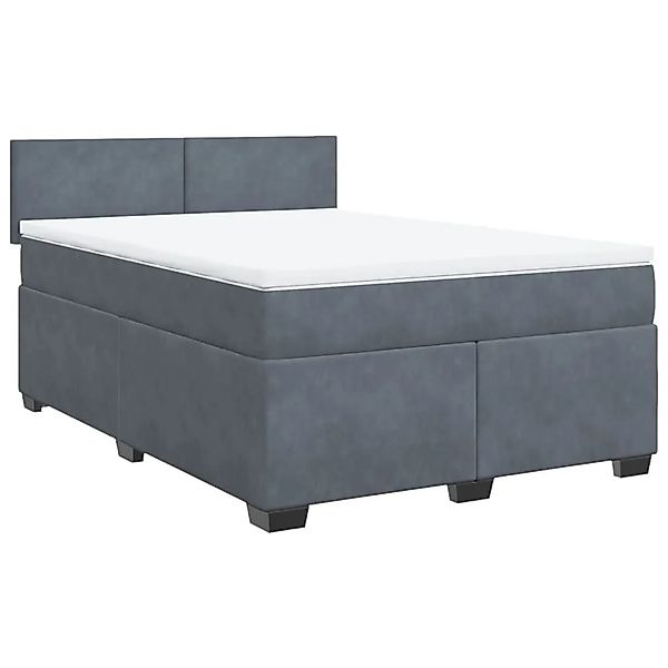 vidaXL Boxspringbett mit Matratze Dunkelgrau 140x200 cm Samt 3288625 günstig online kaufen
