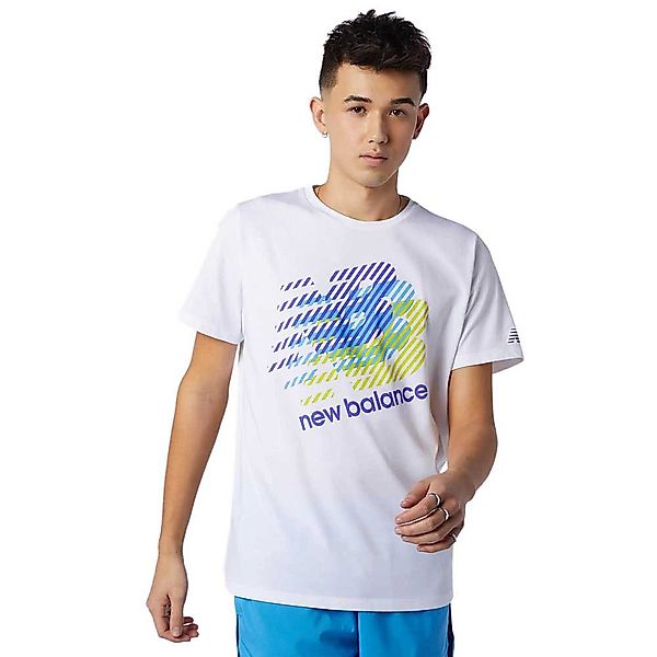 New Balance Graphic Heathertech Kurzarm T-shirt S White Blu günstig online kaufen