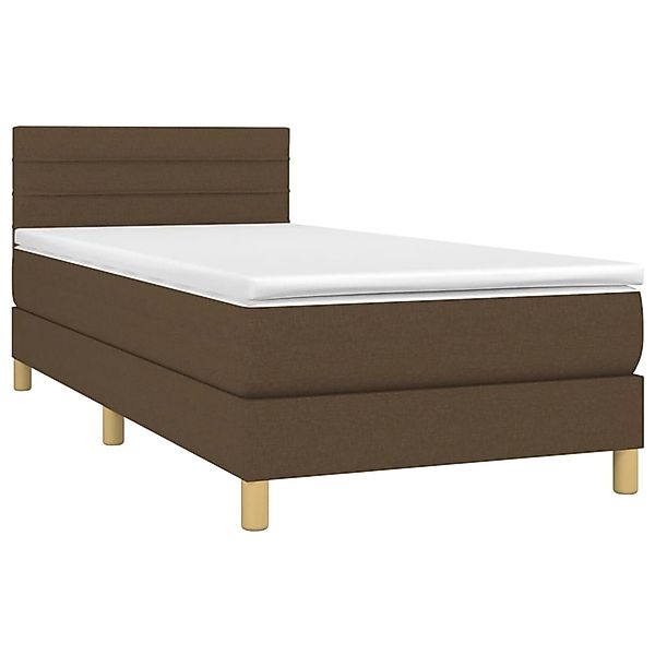 vidaXL Boxspringbett mit Matratze & LED Dunkelbraun 90x200 cm Stoff 3133768 günstig online kaufen